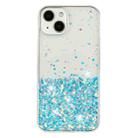 For iPhone 14 Plus Transparent Frame Noctilucent Glitter Powder TPU Phone Case(Blue) - 2