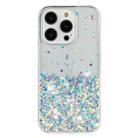 For iPhone 14 Pro Transparent Frame Noctilucent Glitter Powder TPU Phone Case(White) - 2