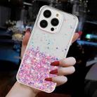 For iPhone 14 Pro Max Transparent Frame Noctilucent Glitter Powder TPU Phone Case(Pink) - 3