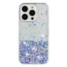 For iPhone 14 Pro Max Transparent Frame Noctilucent Glitter Powder TPU Phone Case(Purple) - 2