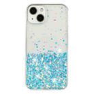 For iPhone 15 Transparent Frame Noctilucent Glitter Powder TPU Phone Case(Blue) - 2