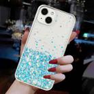For iPhone 15 Transparent Frame Noctilucent Glitter Powder TPU Phone Case(Blue) - 3