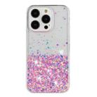 For iPhone 15 Pro Transparent Frame Noctilucent Glitter Powder TPU Phone Case(Pink) - 2