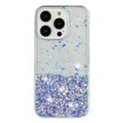 For iPhone 15 Pro Transparent Frame Noctilucent Glitter Powder TPU Phone Case(Purple) - 2