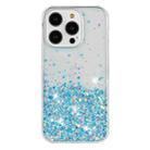 For iPhone 15 Pro Transparent Frame Noctilucent Glitter Powder TPU Phone Case(Blue) - 2