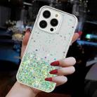For iPhone 15 Pro Max Transparent Frame Noctilucent Glitter Powder TPU Phone Case(Green) - 3