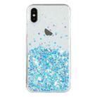 For iPhone X Transparent Frame Noctilucent Glitter Powder TPU Phone Case(Blue) - 2