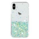 For iPhone X Transparent Frame Noctilucent Glitter Powder TPU Phone Case(Green) - 2