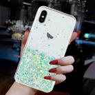 For iPhone X Transparent Frame Noctilucent Glitter Powder TPU Phone Case(Green) - 3