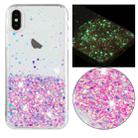 For iPhone XS Max Transparent Frame Noctilucent Glitter Powder TPU Phone Case(Pink) - 1