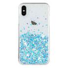 For iPhone XS Max Transparent Frame Noctilucent Glitter Powder TPU Phone Case(Blue) - 2