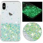 For iPhone XS Max Transparent Frame Noctilucent Glitter Powder TPU Phone Case(Green) - 1