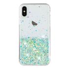 For iPhone XS Max Transparent Frame Noctilucent Glitter Powder TPU Phone Case(Green) - 2