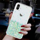 For iPhone XS Max Transparent Frame Noctilucent Glitter Powder TPU Phone Case(Green) - 3