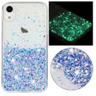 For iPhone XR Transparent Frame Noctilucent Glitter Powder TPU Phone Case(Purple) - 1