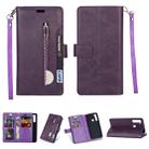 For Xiaomi Redmi Note 8 Multifunctional Zipper Horizontal Flip Leather Case with Holder & Wallet & 9 Card Slots & Lanyard(Purple) - 1