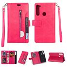 For Xiaomi Redmi Note 8 Multifunctional Zipper Horizontal Flip Leather Case with Holder & Wallet & 9 Card Slots & Lanyard(Rose Red) - 1