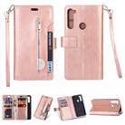 For Xiaomi Redmi Note 8 Multifunctional Zipper Horizontal Flip Leather Case with Holder & Wallet & 9 Card Slots & Lanyard(Rose Gold) - 1