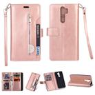 For Xiaomi Redmi Note 8 Pro Multifunctional Zipper Horizontal Flip Leather Case with Holder & Wallet & 9 Card Slots & Lanyard(Rose Gold) - 1