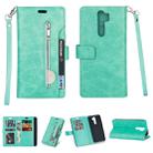 For Xiaomi Redmi Note 8 Pro Multifunctional Zipper Horizontal Flip Leather Case with Holder & Wallet & 9 Card Slots & Lanyard(Mint Green) - 1