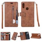 For Xiaomi Redmi 7 / Redmi Go Multifunctional Zipper Horizontal Flip Leather Case with Holder & Wallet & 9 Card Slots & Lanyard(Brown) - 1
