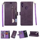 For Xiaomi Redmi Note 7 / Note 7 Pro / Note 7S Multifunctional Zipper Horizontal Flip Leather Case with Holder & Wallet & 9 Card Slots & Lanyard(Purple) - 1