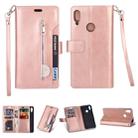 For Xiaomi Redmi Note 7 / Note 7 Pro / Note 7S Multifunctional Zipper Horizontal Flip Leather Case with Holder & Wallet & 9 Card Slots & Lanyard(Rose Gold) - 1