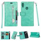 For Xiaomi Redmi Note 7 / Note 7 Pro / Note 7S Multifunctional Zipper Horizontal Flip Leather Case with Holder & Wallet & 9 Card Slots & Lanyard(Mint Green) - 1