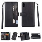 For Xiaomi Redmi 7A Multifunctional Zipper Horizontal Flip Leather Case with Holder & Wallet & 9 Card Slots & Lanyard(Black) - 1