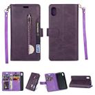 For Xiaomi Redmi 7A Multifunctional Zipper Horizontal Flip Leather Case with Holder & Wallet & 9 Card Slots & Lanyard(Purple) - 1