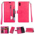 For Xiaomi Redmi 7A Multifunctional Zipper Horizontal Flip Leather Case with Holder & Wallet & 9 Card Slots & Lanyard(Rose Red) - 1