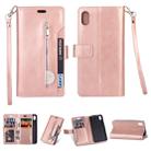 For Xiaomi Redmi 7A Multifunctional Zipper Horizontal Flip Leather Case with Holder & Wallet & 9 Card Slots & Lanyard(Rose Gold) - 1