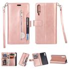 For Xiaomi Mi 9 / Mi 9 Explorer Multifunctional Zipper Horizontal Flip Leather Case with Holder & Wallet & 9 Card Slots & Lanyard(Rose Gold) - 1