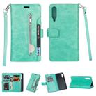 For Xiaomi Mi 9 / Mi 9 Explorer Multifunctional Zipper Horizontal Flip Leather Case with Holder & Wallet & 9 Card Slots & Lanyard(Mint Green) - 1