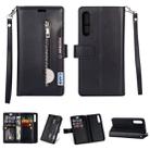 For Xiaomi Mi 9 SE Multifunctional Zipper Horizontal Flip Leather Case with Holder & Wallet & 9 Card Slots & Lanyard(Black) - 1