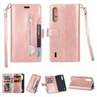 For Xiaomi Mi CC9 / Mi A3 Lite / Mi 9 Lite Multifunctional Zipper Horizontal Flip Leather Case with Holder & Wallet & 9 Card Slots & Lanyard(Rose Gold) - 1