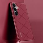 For Samsung Galaxy S25+ 5G Plain Leather PC Phone Case(Wine Red) - 1