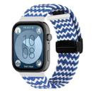 For Huawei Watch Fit3 Magnetic Folding Buckle Braided Watch Band(Wave Blue White) - 1