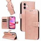 For iPhone 16 Swallowtail Butterfly Embossed Leather Phone Case(Rose Gold) - 1