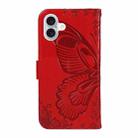 For iPhone 16 Plus Swallowtail Butterfly Embossed Leather Phone Case(Red) - 3