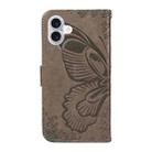 For iPhone 16 Plus Swallowtail Butterfly Embossed Leather Phone Case(Grey) - 3