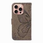 For iPhone 16 Pro Swallowtail Butterfly Embossed Leather Phone Case(Grey) - 3