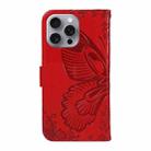 For iPhone 16 Pro Max Swallowtail Butterfly Embossed Leather Phone Case(Red) - 3