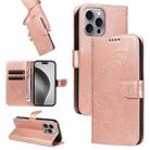 For iPhone 16 Pro Max Swallowtail Butterfly Embossed Leather Phone Case(Rose Gold) - 1