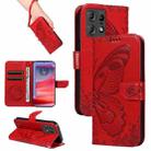 For Motorola Edge 50 Pro 5G Swallowtail Butterfly Embossed Leather Phone Case(Red) - 1