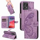 For Motorola Edge 50 Pro 5G Swallowtail Butterfly Embossed Leather Phone Case(Purple) - 1