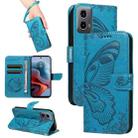 For Motorola Edge Moto G34 Swallowtail Butterfly Embossed Leather Phone Case(Blue) - 1