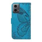 For Motorola Edge Moto G34 Swallowtail Butterfly Embossed Leather Phone Case(Blue) - 3