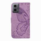 For Motorola Edge Moto G34 Swallowtail Butterfly Embossed Leather Phone Case(Purple) - 3