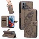 For Motorola Edge Moto G34 Swallowtail Butterfly Embossed Leather Phone Case(Grey) - 1